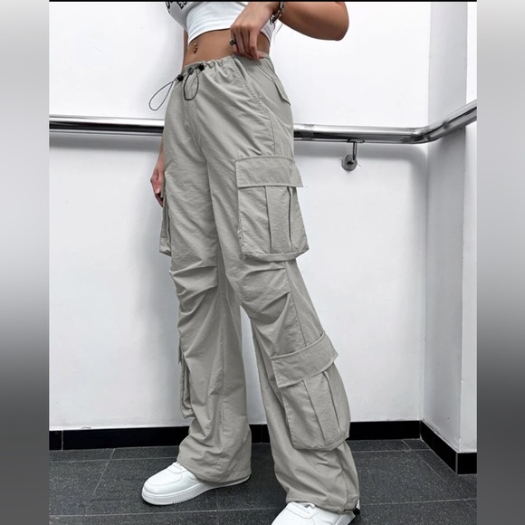 Drawstring Ruched Parachute Pants - Picture 2 of 3